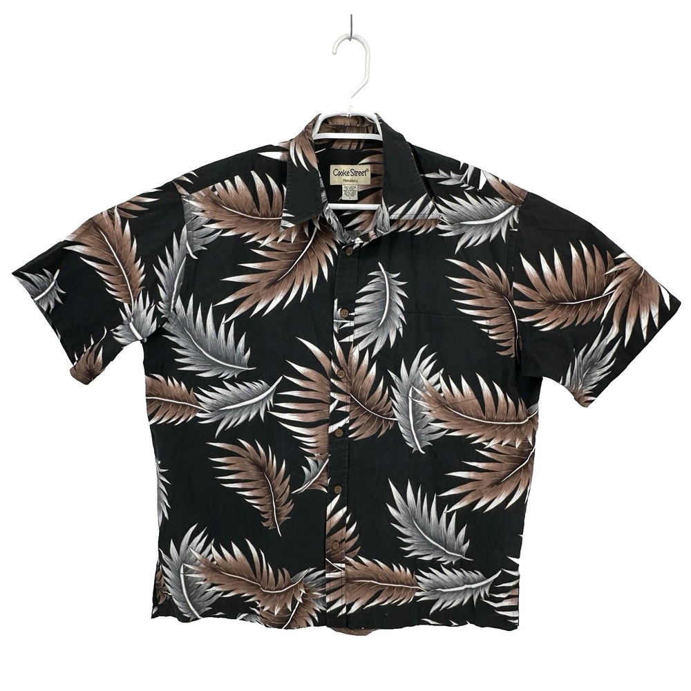 Cooke Street Honolulu Mens L Shirt Multicolor Cotton Leaf Print Tropical Resort
